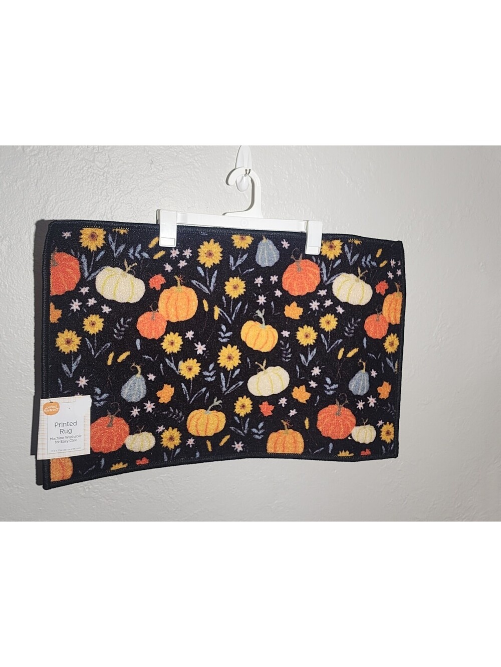 Perfect Harvest Fall Printed Rug “pumpkin Flowers ” Indoor 17” x 27”